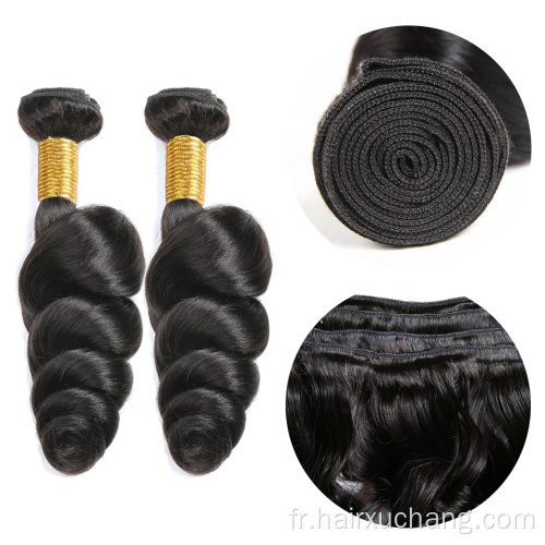 Vierge brésilien non traitée en gros non traitée 100% Bundles de cheveux humains en vrac Wavy Natural Remy Hair Waft